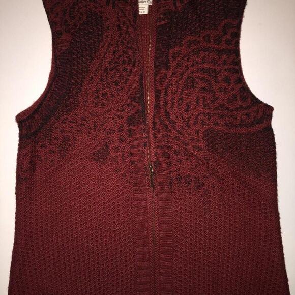 Burgundy red knit paisley r - Picture 1 of 6
